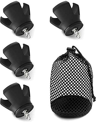 Linkidea 4 Packs Golf Ball Retriever for Putter, Golf Ball Pick Up Grabber Claw, Putter Grip Attachment Sucker Tool with Golf Ball Mesh Storage Bag (Black)