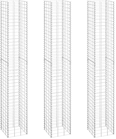 vidaXL 3X Gabione Hochbeet Gabionen Steinkorb Gabionenkorb Pflanzkorb Blumenkasten Pflanzkübel Steingabionen Wand Mauer 30x30x200cm Eisen