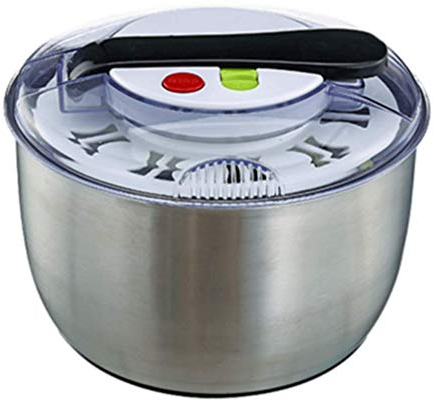 TSTSM Centrifuga per Insalata, Grande 5 L, Centrifuga per Insalata più votata, Centrifuga per lattuga, Ciotola per Mixer per Insalata, Shaker per condimento-Stainless Steel Style