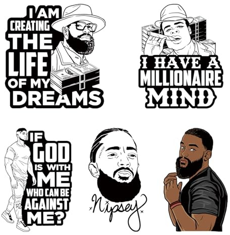 5Pcs Cool Men Patches for Clothes Iron On Heat Transfer DIY Decals T-Shirt Jacket Thermal Sticker DIY Washable Appliques Black Men