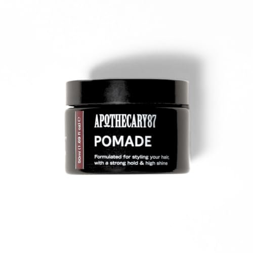 Apothecary 87 Pomade | Water Based Hair Pomade | High Shine Finish, Strong Hold, Medium Weight | All Hair Types | Premium Formulation | 50ml