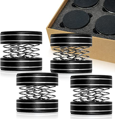 UCINNOVATE 4xaudiophile Aluminium-Plattenspieler-Isolationsständer, verstellbare Federlautsprecher, Spikes, Pad-Ständer mit rutschfester Matte für HiFi-Verstärker, Player/Plattenspieler/Lautsprecher