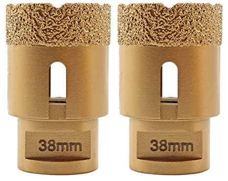 SHDIATOOL Diamond Core Drill Bit,Hole Saw Diameter 38mm M14 Thread Vacuum Brazed for Ceramic Porcelain Tile Granite Marble Masonry Brick，2pcs
