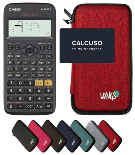 Casio fx-82DE X ClassWiz inkl. WYNGS Schutztasche Rot - Wissenschaftlicher Taschenrechner - Basic Set