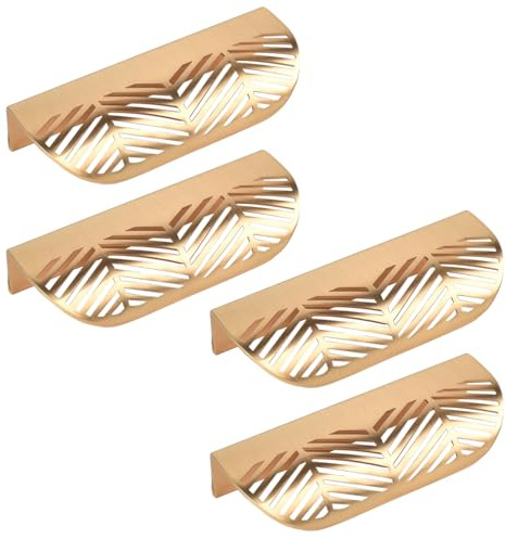 TopHomer Türgriffe, 117 mm x 44 mm, blattförmige Griffe für Küchenschrank, Schublade, Schrank, Hardware, dekorative Möbelknäufe, 4 Stück