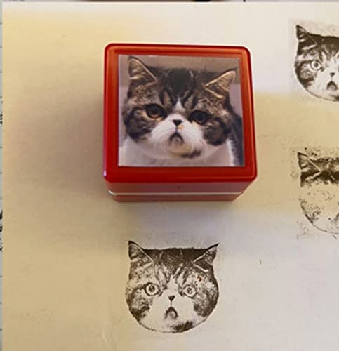Benutzerdefinierter Haustier-Stempel, selbstfärbend, Katzen-Hund-Portrait-Stempel, individuelle Haustier-Portrait-Stempel, personalisierte Tierstempel, Geschenke für Haustierliebhaber (rot)