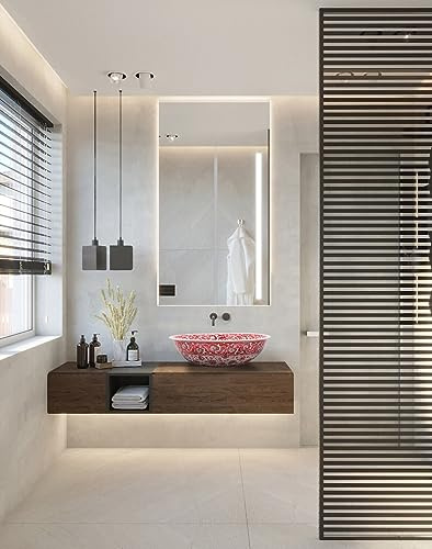 Modern Single Bowl Sink, Red Round Countertop Washbasin, Bathroom Washstand, Massage spa decoration, Pedicure Foot Bowl, Ceramic Red Basin