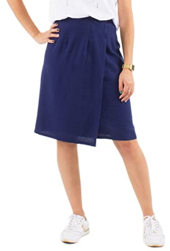 Coline - Jupe Droite Portefeuille Unie - Couleur : Marine - Taille Unique