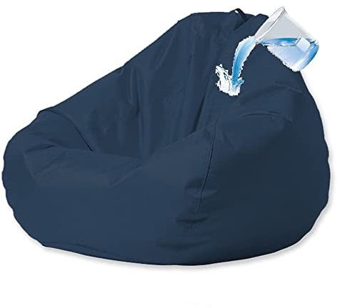 Outdoor Waterproof Bean Bag Cover (No Filler) Garden Beach Swimming Pool Floating Beanbag Pouf Chair Oxford Kids Adults(Navy,2XL-D100cm-cover)