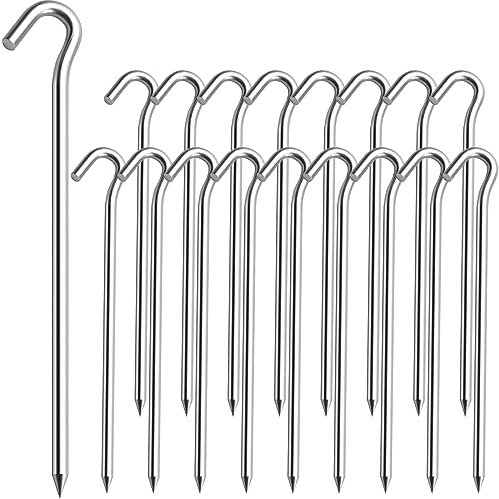 Tiomues 20 Stück Aluminium-Zeltheringe mit Haken, Camping-Zeltheringe für Outdoor-Reisen, professionelle Erdspieße für Outdoor-Camping, harte und leichte Zeltheringe, speziell für Camping entwickelt