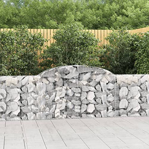 Homgoday Gabionenkörbe mit Bogenform, 2 Stück, 300 x 30 x 80/100 cm, verzinktes Eisen, Gabionen aus Metall, Gabionen für Steine, Gabionen, Gartensteine