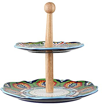 Espositore per dolci e frutta, Supporto Per Torta A 2 Livelli Del Titolare Del Bigné, Vassoi Pratici Per Il Ristorante Della Mensa Della Casa Dei Gioielli, 5 Tipi Di Progettazion (Size:c,Color:verde)