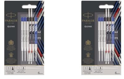 Parker Jotter London Discovery Pack: 3 QUINKFlow-Nachfüllminen für Kugelschreiber und 3 QUINK-Geltinte-Nachfüllminen (2er-Pack)