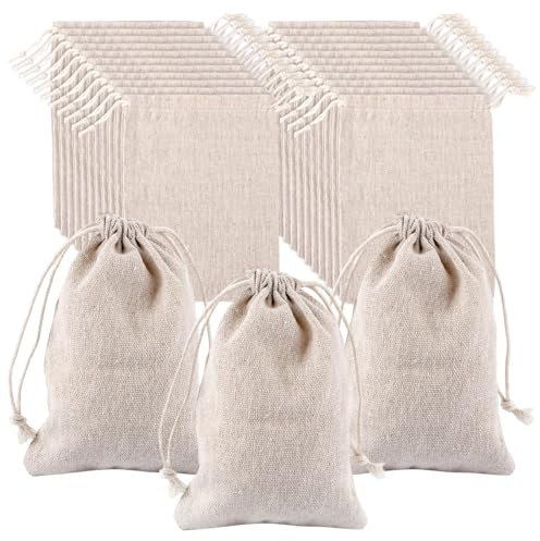 ZOFUN 25 Stück Baumwolltasche Stoffbeutel zum bemalen, 15x20CM Jutebeutel Unbedruckt Stoffbeutel Klein, Baumwolltasche Kleine Säckchen, Geschenksack DIY für Obst Gemüse Weihnachten Basteln