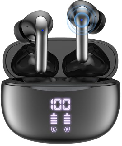 Auricolari Wireless Bluetooth Cancellazione Rumore, Cuffie Bluetooth In Ear Fino 40 Ore Con Type C Custodia Ricarica LED, Impermeabili Ipx5 Auricolari Senza Filo Con Microfono Per iPhone Gaming Sport