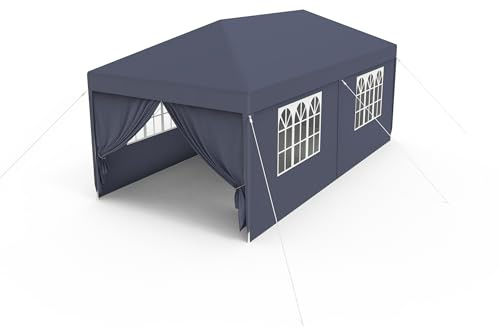NAIZY Gazebo da giardino 3x6m, impermeabile, stabile, con 4 pannelli laterali e finestre, tenda per feste, protezione UV, antracite