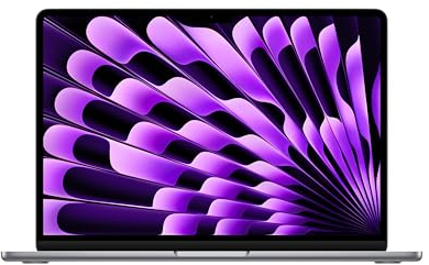 Apple 2024 13 MacBook Air Laptop mit M3 Chip: 13,6 Liquid Retina Display, 8 GB Gemeinsamer Arbeitsspeicher, 256 GB SSD Speicher, Beleuchtete Tastatur, 1080p FaceTime HD Kamera, Touch ID, Space Grau