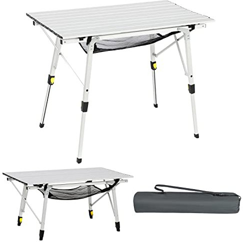 Klapptisch, tragbar, höhenverstellbar, Aluminium, zusammenklappbar, Campingtisch, leichter Outdoor-Tisch für Strand, Angeln, Garten, Grillen, Rollladen-Design