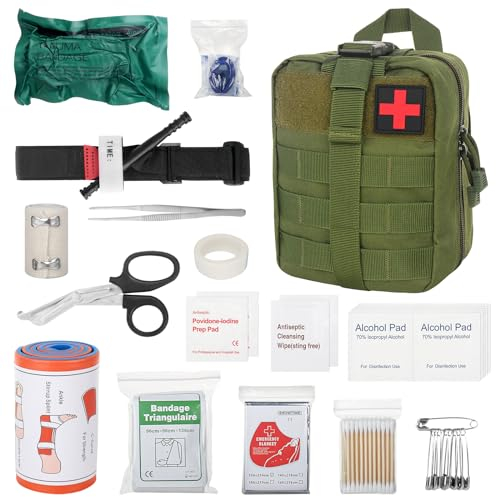 DAJASD Kit di Pronto Soccorso Militare, 46PCS Borsa di Pronto Soccorso, Kit di Primo Soccorso per Esterni, Trauma First Aid Kit per auto, Casa, Viaggi, Campeggio all'aperto, Escursionismo