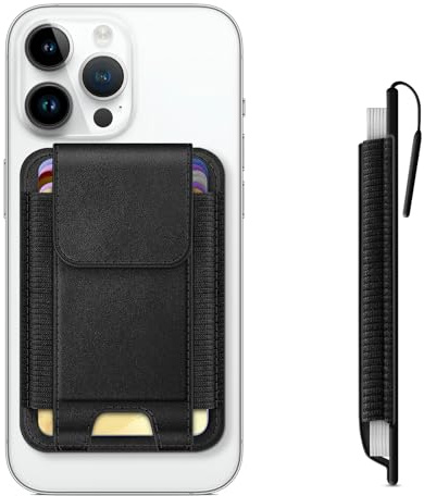 CaseBot Magsafe Wallet, Magnetischer Kartenhalter für iPhone 16/15/14/13/12-Serie, passend für 6 Karten, sichere RFID-Blockierung, schlanker Wallet-Kreditkartenhalter für Damen und Herren, Schwarz