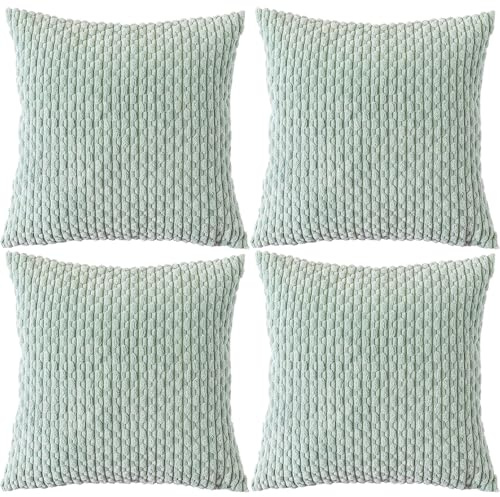 Ci & Ci 4er Set Boho Deko Kissenbezug 40x40 cm, Aqua Kissen Sofakissen Dekokissen Zierkissen, Flauschig Kissenbezüge Kissenhülle für Sofa Couch