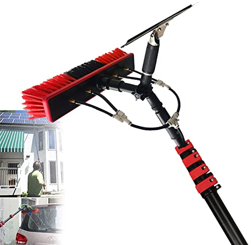 Wassergespeistes Stangenset, wassergespeiste Teleskopbürste, Abzieher, Wasser-/schlauchgespeiste Stange, Fensterreinigungsbürste, Gerätereinigung (Größe: 10,8 m), 5,4 m/18 ft