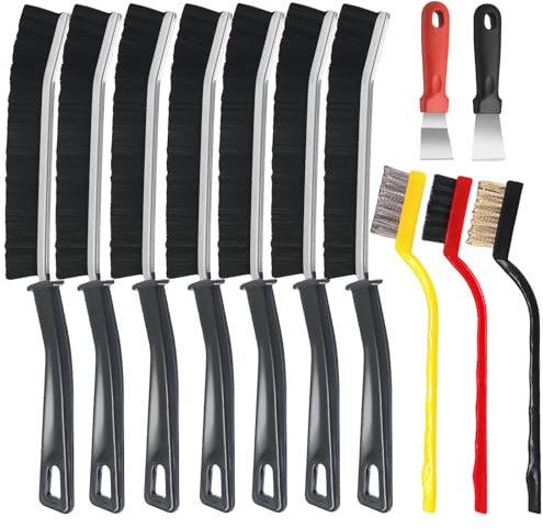 Spazzola per Pulizia 12 Pezzi per Fessure, Strumento Multifunzionale per Pulire in Cucina, Bagno, WC e Veicoli, Spazzola Pulizia Doccia, FHISKUNYU