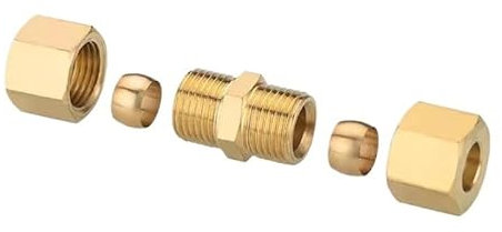 OD 4 6 8 10 12 15-42mm 3/16 1/4 5/16 3/8 1/2 Tube Compression Union Brass Pipe Fitting Connector Home Garden Oil Water Fuel(10mm)