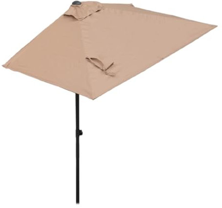 Grande ombrello rettangolare da patio con 5 stecche e palo in acciaio, ombrello portatile mezzo esterno per giardino, cortile, balcone, ombrellone impermeabile in poliestere per parete piscina bar