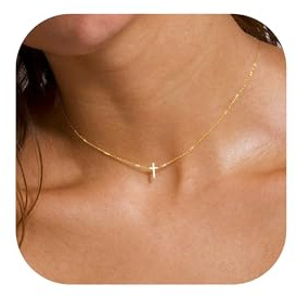 RMMD Kreuz Kette Damen - Kreuzkette Halskette Damen Kette mit Kreuz Halskette Goldkette Silber Schmuck Gold Modeschmuck Geschenke für Frauen Mädchen Geschenke