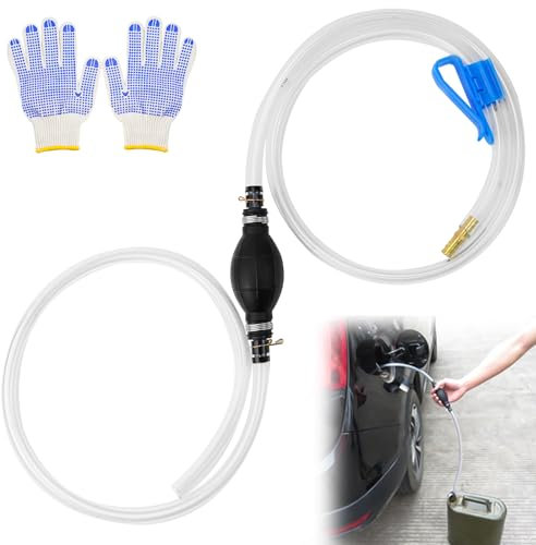 FSWWSF Manuelle Handpumpe Siphonpumpe Umfüllpumpe für Benzin Öl Kraftstoff Diesel Flüssigkeit Wasser Aquarium Saugpumpe mit Siphonschläuchen mit Schlauchklemme