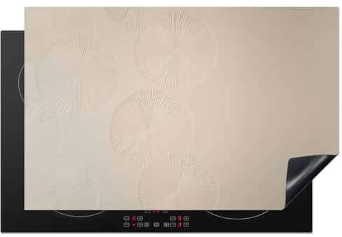 KitchenYeah© Herdabdeckplatte Einteilig Ceranfeld Abdeckplatte für | 80x52 cm - Induktionsschutz Ceranfeldabdeckung Vinyl Herdabdeckplatten Japandi - Beige - Modern
