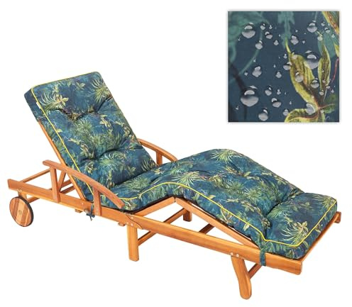 PillowPrim Liegenauflage, Auflage für Gartenliege 200 x 55 x 9 cm -Bequeme Liegestuhl Auflage - Polsterauflage für Sonnenliege, Kissen für Liegestuhl, gesteppt - Grüne Wiese
