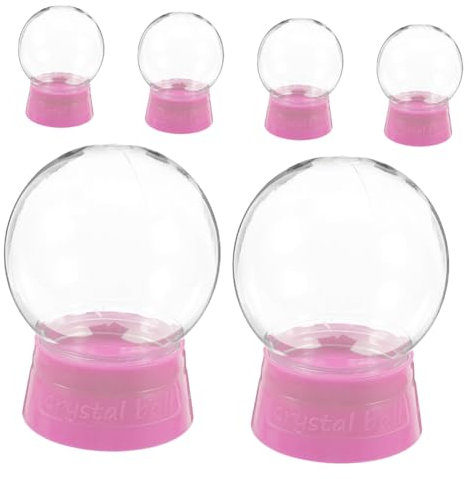 SOLUSTRE 6stücke Transparente Kunststoff Schneekugeln Zum Befüllen Mit Schraubverschluss DIY Bastelset Für Weihnachtliche Dekoration Und Kreative Globe Gestaltungen Pinke Basis
