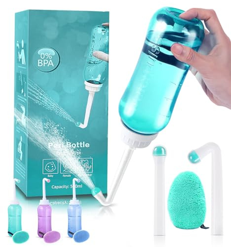 Po Dusche mit Intimwaschpads, Portable Bidet mit Taste, Intimdusche mit Doppeldüse, Peri Bottle Wochenbett Frau, Travel Bidet für Unterwegs, Toilette & Reisen（Grüner） 1 Packung