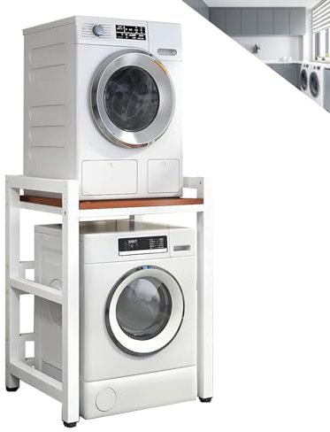 Étagère de rangement pour lave-linge, sèche-linge et lave-vaisselle - Étagère robuste d'une capacité de 400 kg pour salle de bain, cuisine, buanderie et balcon - Solution de rangement compac