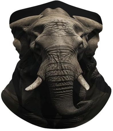 Halswärmer Elefant Schwarz Half Face Kopfbedeckung Nahtloses Halstuch Bequem Nackenwärmer, Für Outdoor, Motorrad, Herren, 26x30cm