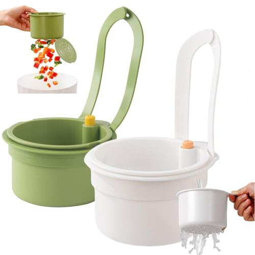 2 Stück Sieb für Spülbecken,Waschbecken Hängesieb,Snap-Button,Obstsieb zum Aufhängen am Wasserhahn,Abnehmbare silikon Waschbecken Sieb,Perfekt für Familien & Küchenorganisation