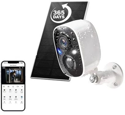 OPFVUJIKX Telecamere di Sicurezza, Supporto Video 5MP 365 Giorni Max 128G Scheda SD Archiviazione Cloud Telecamera IP di Sicurezza a Colori for Esterni con Visione Notturna Batteria(Cam No TF Card)