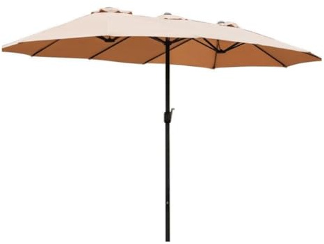 NESPIQ Parasol De Plage Parasol De Patio À Trois Côtés De 15 Pieds avec Manivelle, Grand Parapluie Rectangulaire D'extérieur avec 12 Nervures pour Jardin Au Bord De La Piscine Mobilier De Jardin