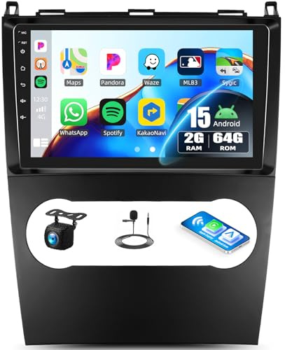 CAMECHO 2G+64G Android 15 Radio de Coche con GPS para Mercedes-Benz A/B-Class,9 de Pantalla de Radio de Doble DIN con Carplay Android Auto Mirror Link WiFi RDS/FM Bluetooth y EQ+Cámara Trasera