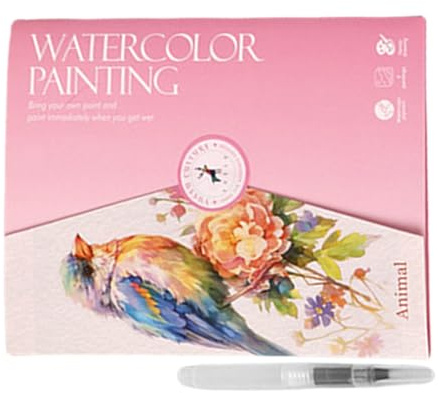 Art Exploration Workbook, Beginner Water Painting Guide, Colorful Illustration Activity Book with Portable Palette and Paintbrush, Learning Kit for Kids Teens Adults Crafting, DIY Painting Fun