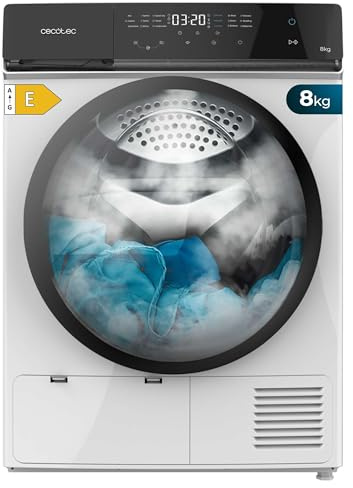 Cecotec Sèche-linge Pompe à Chaleur 8Kg Bolero DressCode Dry 8400. Précédente Classe A++, 15 Programmes, Basse Consommation, Full Touch, Séchage Auto, Repassage Facile, Stop&Go, Delay Start, Blanc
