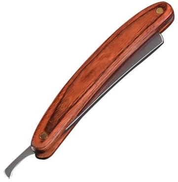 Angoily Rasoir à Barbe Manuel en Acier Inoxydable Manche en Bois Rouge Coupe-Choux Traditionnel pour Hommes Rasoir Droit Portable pour Salon de Coiffure Rasage Précis et Confortable