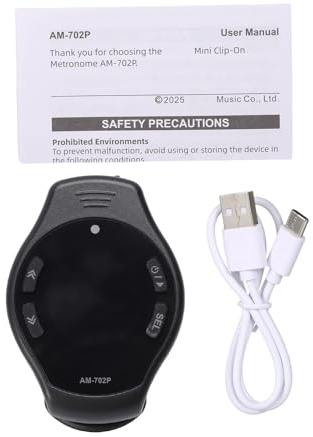 Wiederaufladbares digitales Metronom, tragbares Clip-on-Metronom-Tuner, vielseitiges Mini-Gitarren-Tuner, dynamische visuelle Beat-Memory-Funktion für Klavier, Gitarre, Flöte, (Schwarz)