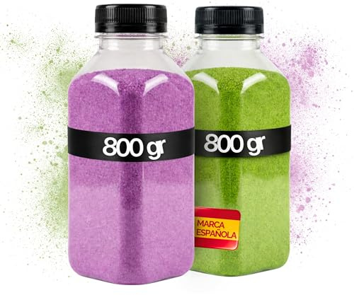 NIRALIS Sable de couleurs Set pour rituel mariage, cérémonie symbolique, décoration et travaux manuels, tons combinés pour événements, table et ambiance - 2 pots de 800 g violet et vert