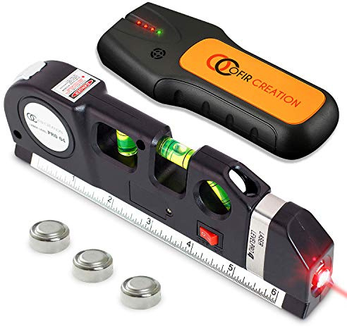 Ofircreation Stud Finder & Multifunction Device (Laser Level line, Leveler, Metric Ruler) - Stud Finder Wall Scanner With Laser Level Can Be Used as Pictures Hanging Tool and Ruler