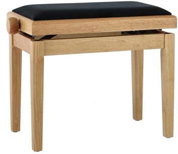 Banc de piano GEWA Deluxe, bois massif, réglable en hauteur, chêne mat