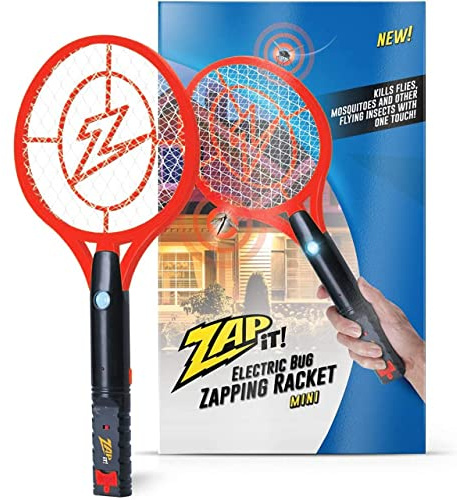 ZAP IT! Mini raqueta eléctrica para matamoscas y matamoscas recargable con 4.000 voltios de potencia, cable de carga USB incluido, exterminador eléctrico de insectos para interiores y exteriores