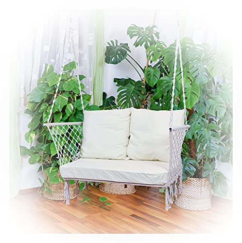 ALEOS. AS-S Design Hängebank Waikiki Stoffbank Hängekorb Schwebebank Bank mit extrem gemütlichen Kissen (ohne Holzgestell)